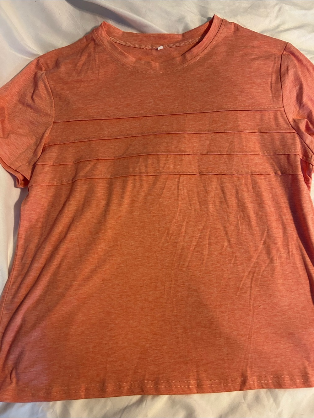 Heathered Coral Short-Sleeve Knit Top